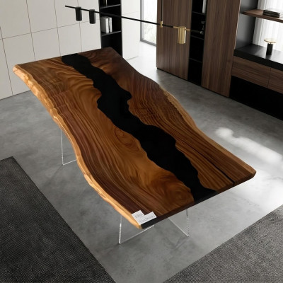 Epoxiehars Riviertafel Echt hout Zwart Water Tafel Epoxy Meubels Nieuw