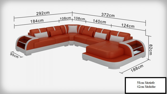 Moderne leren bank bankstel ontwerp hoekbank hoekstel bank licht USB