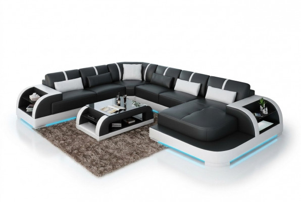 Moderne leren bank bankstel ontwerp hoekbank hoekstel bank licht USB