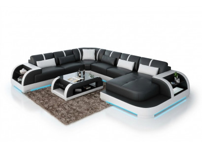 Moderne leren bank bankstel ontwerp hoekbank hoekstel bank licht USB