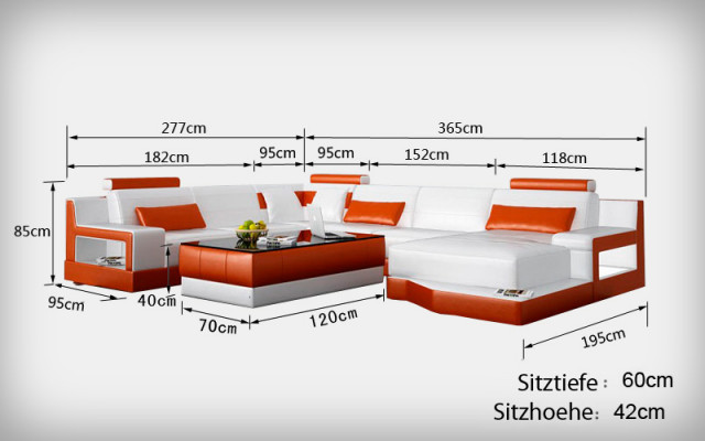 Ontwerp Leren Hoekbank Moderne Bankstel met Chaise Longue Hoek Zwart USB Nieuw