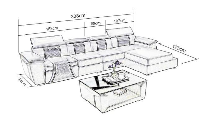 Hoekbank L-vorm bank ontwerp bank gestoffeerde lederen moderne relax automatisch nieuw