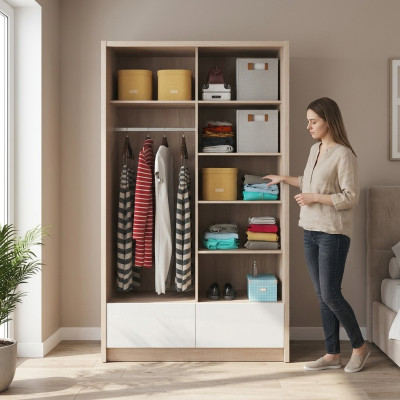 Multifunctionele planken kast opbergrek kledingkast 130cm Nieuw Garderobe
