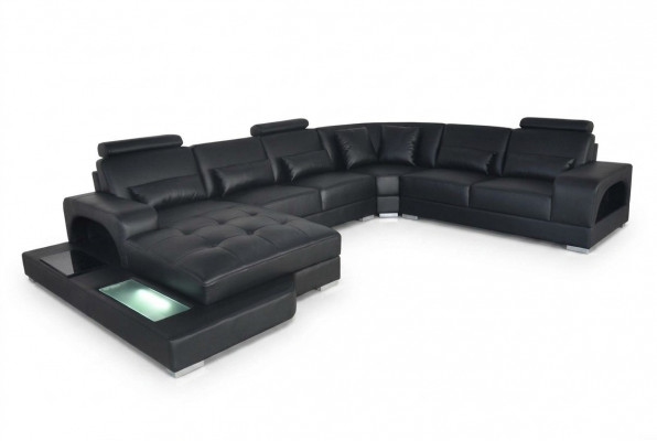 Ontwerp Lederen bekleding Hoekzitkamer bank Hoekbanken met USB Designer Woon LED.