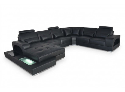Ontwerp Lederen bekleding Hoekzitkamer bank Hoekbanken met USB Designer Woon LED.