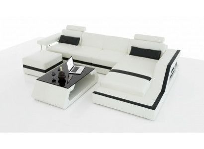 Ontwerper woonlandschap Big moderne lederen bank met USB HAMBURG III hoekbank sofa