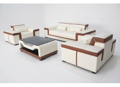 Complete set 3+2+1 + banktafelbank lederen zitgroep bankstel + USB