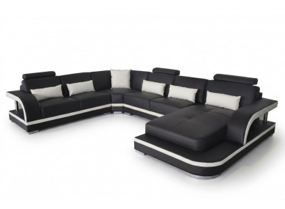 Moderne sofa hoekbankstellen hoek zitgedeelte leren bank gestoffeerde woonlandschap USB.