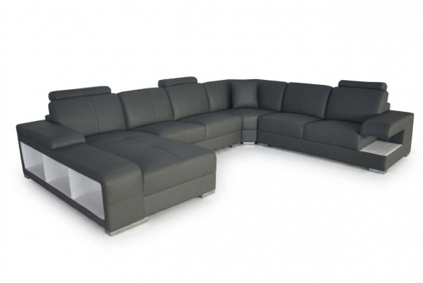 Woonkamer bank bankstel lederen bekleding hoekbank U-vorm woonlandschap + USB