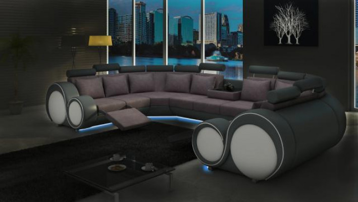 Stof Textiel Bank Textielbank met USB Hoekbank Bank Woonlandschap XXL Relax Nieuw
