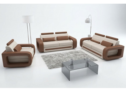 Sofaset Bank Bank Kussen Lederbank Banken Banken 3 + 2 + 1 Set Davos Set Nieuw