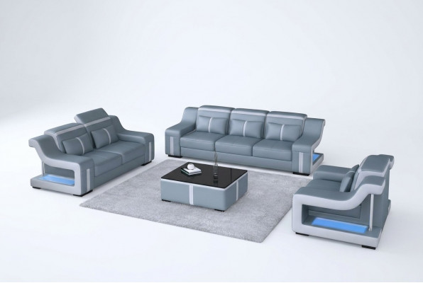 Bank USB bank Kussen 3+2+1 set van leren banken banken combinatie Nieuw