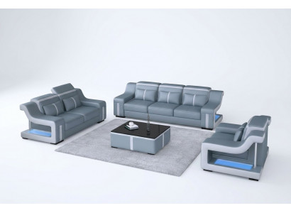 Bank USB bank Kussen 3+2+1 set van leren banken banken combinatie Nieuw