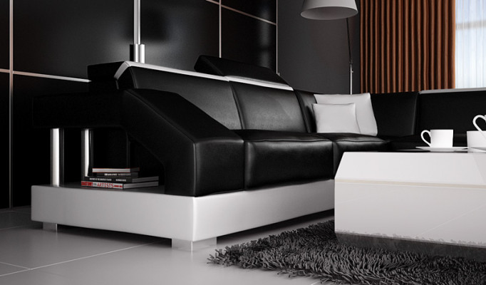 Leren bank Bank Bank Woonlandschap Hoekbank Set Design Moderne bank met USB