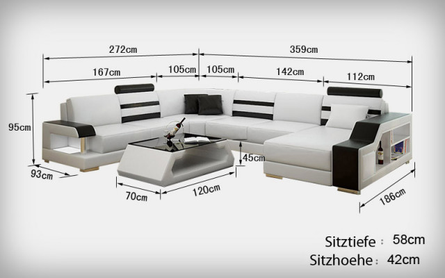 Ontwerp bank hoekbank woonlandschap met rek bekleding zitbank garnituur leren bankstel USB