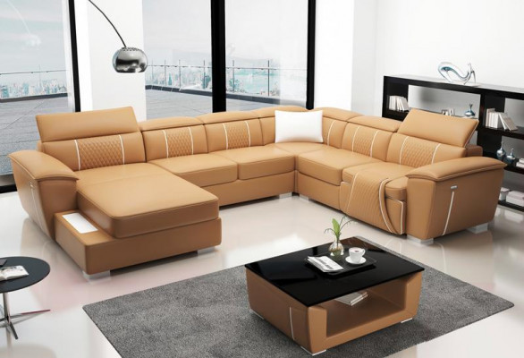 Hoekbank woonlandschap bank bank bekleding leer design ontspanning multifunctioneel U-vorm