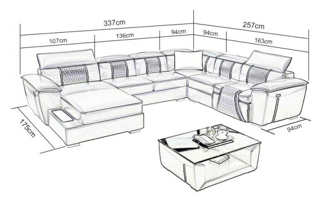 Hoekbank woonlandschap bank bank bekleding leer design ontspanning multifunctioneel U-vorm
