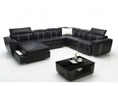 Hoekbank woonlandschap bank bank bekleding leer design ontspanning multifunctioneel U-vorm