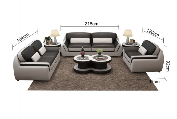 Leren bank Bankstel Nieuw 3+2+1 zits bankstel Design Modern Sofa + USB