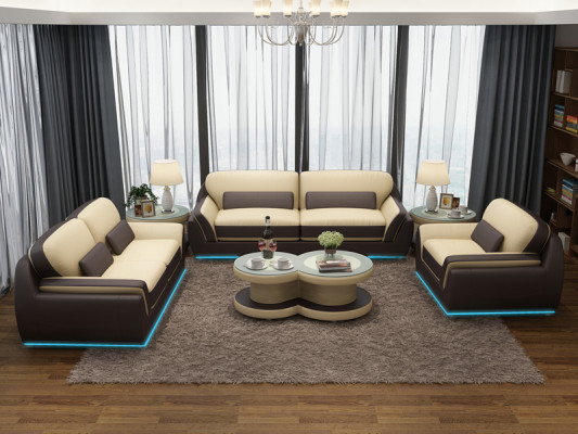 Leren bank Bankstel Nieuw 3+2+1 zits bankstel Design Modern Sofa + USB