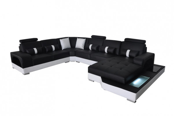 Leder hoekbank woonlandschap set ontwerp moderne bank banken met USB LED nieuw