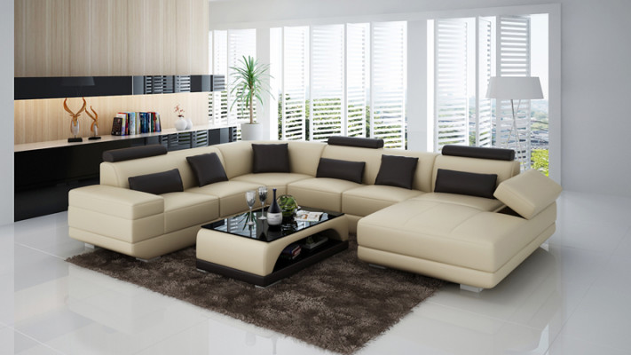 Leren bankstel bank woonlandschap hoekbank hoekbank ontwerp moderne bank beige USB