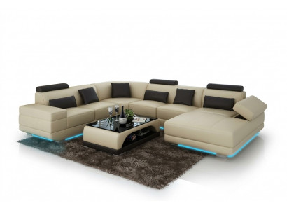 Leren bankstel bank woonlandschap hoekbank hoekbank ontwerp moderne bank beige USB
