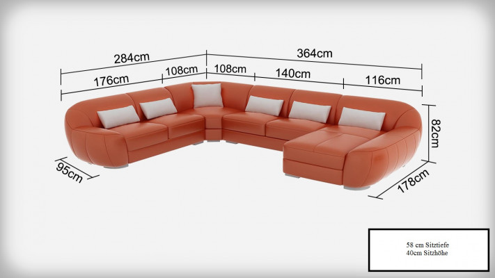 Ontwerp leren hoekbank moderne set bank hoek nieuw woonlandschap grijs USB