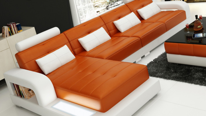 Leren bankstel met USB, hoekbank hoekbank design moderne bankstel L6008C