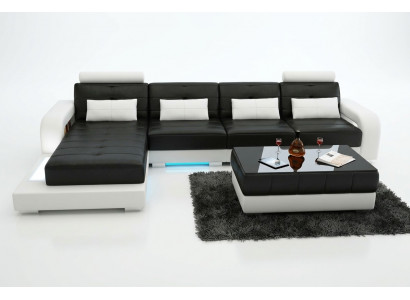 Leren bankstel met USB, hoekbank hoekbank design moderne bankstel L6008C