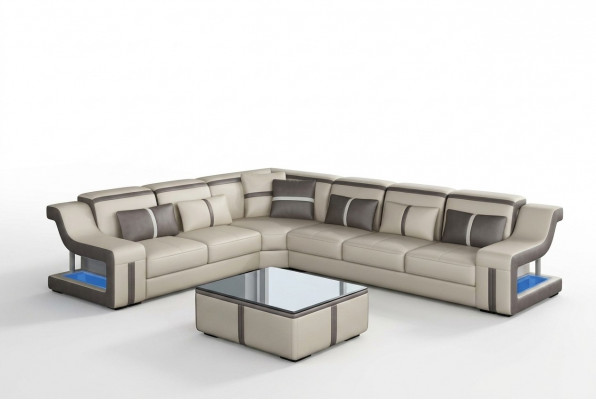 XXL Hoekbank Bank met USB-hoek Woonkamerbank Bank Tafel Beklede Stoel Leder  XXL Hoekbank Bank met USB-hoek Woonkamerbank Bank Tafel Beklede Stoel Leer