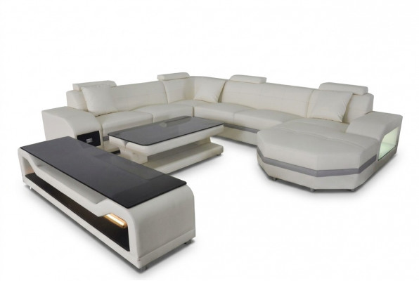 Leder Hoekbank Hoekbank Hoekbank Bank Bank Woonlandschap Bekleding Tafel USB