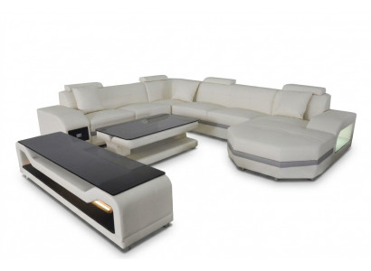 Leder Hoekbank Hoekbank Hoekbank Bank Bank Woonlandschap Bekleding Tafel USB