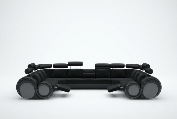 Ontwerp XXL woonlandschap bank met USB, bank bekleding hoekbank textiel stof Nieuw