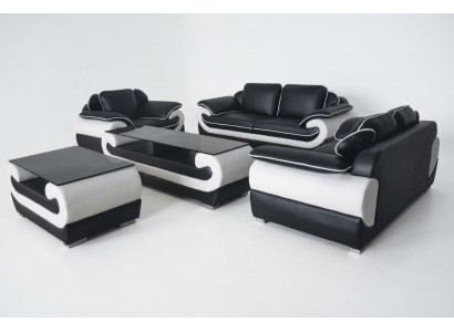 Bankstel + Tafel USB 3+2+1 Zits Bank Bankstellen Lederen Bankstellen Bekleding