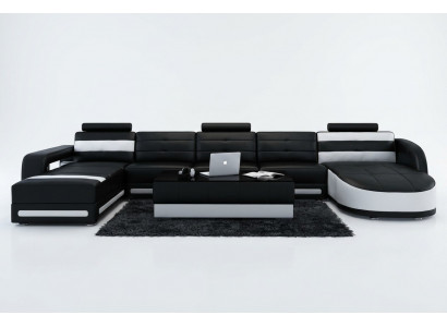 Leren bank Bank Bank Woonlandschap Hoekbankstel Ontwerp Modern Bank met USB