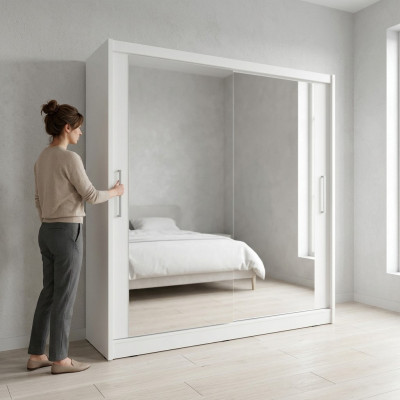Slaapkamer spiegel zwevende deuren kast 200cm kledingkasten schuifdeuren.