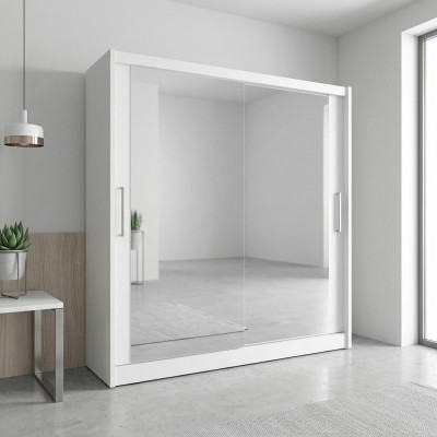 Slaapkamer spiegel zwevende deuren kast 200cm kledingkasten schuifdeuren.