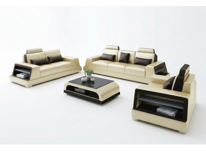 Leren bankstel Bankstel Gestoffeerde bank 3+1+1 zitsbanken Bank Design Leer Nieuw
