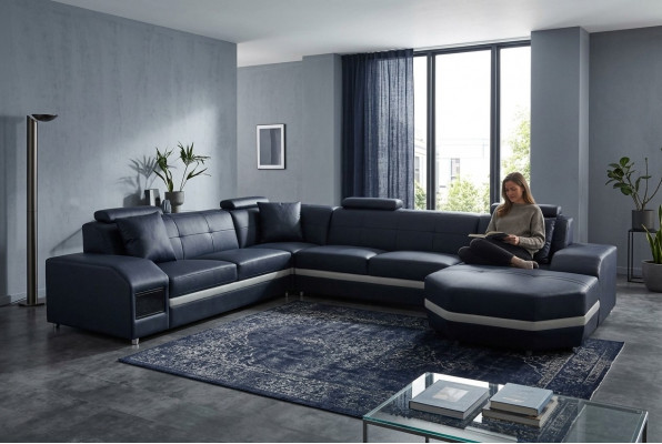 Bank hoekbank ontwerp bekleding hoekbank bank woonlandschap hoekbank U-vorm + USB
