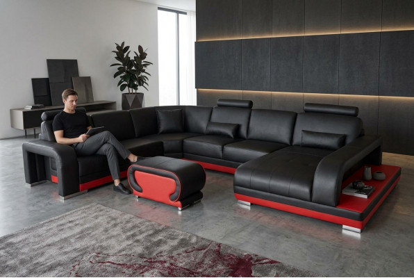 Bank Hoekbank Ontwerp Bekleed Hoekbank Woonlandschap Hoekbank Bankstel U-vorm + USB
