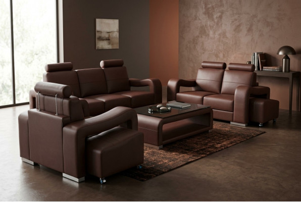 Garnituur Lederen Bank met USB Kussens Banken Sofas Luxe Nieuw Woonlandschap 3+2+1