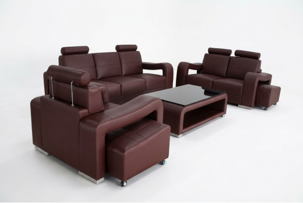 Garnituur Lederen Bank met USB Kussens Banken Sofas Luxe Nieuw Woonlandschap 3+2+1