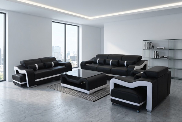 Bank Leer + USB, Bankstel Stoffering Set 3+2+1 Stoel Compleet Set Stoffering + Tafel