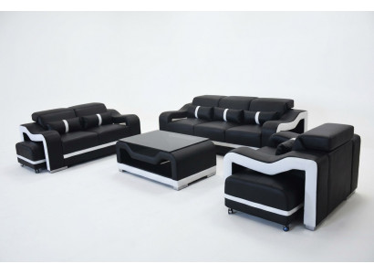Bank Leer + USB, Bankstel Stoffering Set 3+2+1 Stoel Compleet Set Stoffering + Tafel