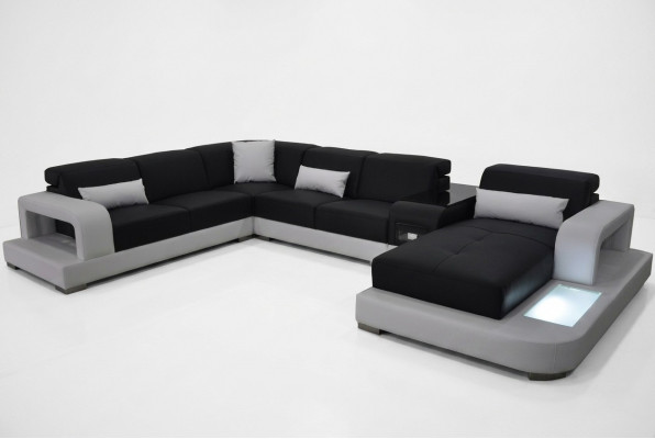 Moderne zitkussen woonlandschap woonkamer bank bekleding hoek USB + licht