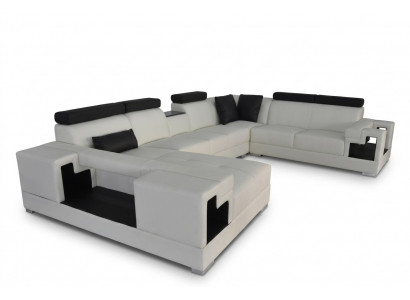 Leren bank met USB-hoekbank Woonlandschap Banken Bankstel Ontwerp Modern