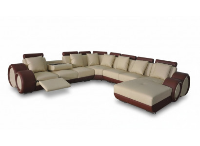 Sofa Leren bank Hoekbank Woonlandschap Bank Bekleed Zitgedeelte Hoekbank +USB