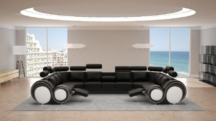 Designer woonlandschap hoekbank met USB bank sofa bekleding lederen banken Nieuw