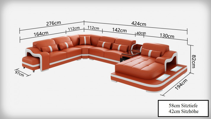 Leren bank met USB bank woonlandschap hoekbank hoek suite design modern bankstel.